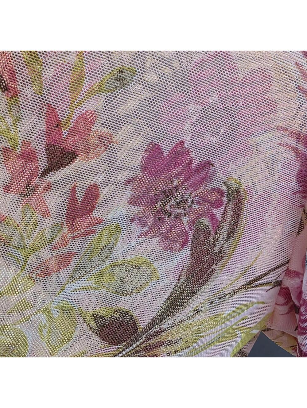 Kate & Lily Pink Floral Midi Dress with Sheer Long Sleeves and Elastic Waist, UK - Picture 3 of 7